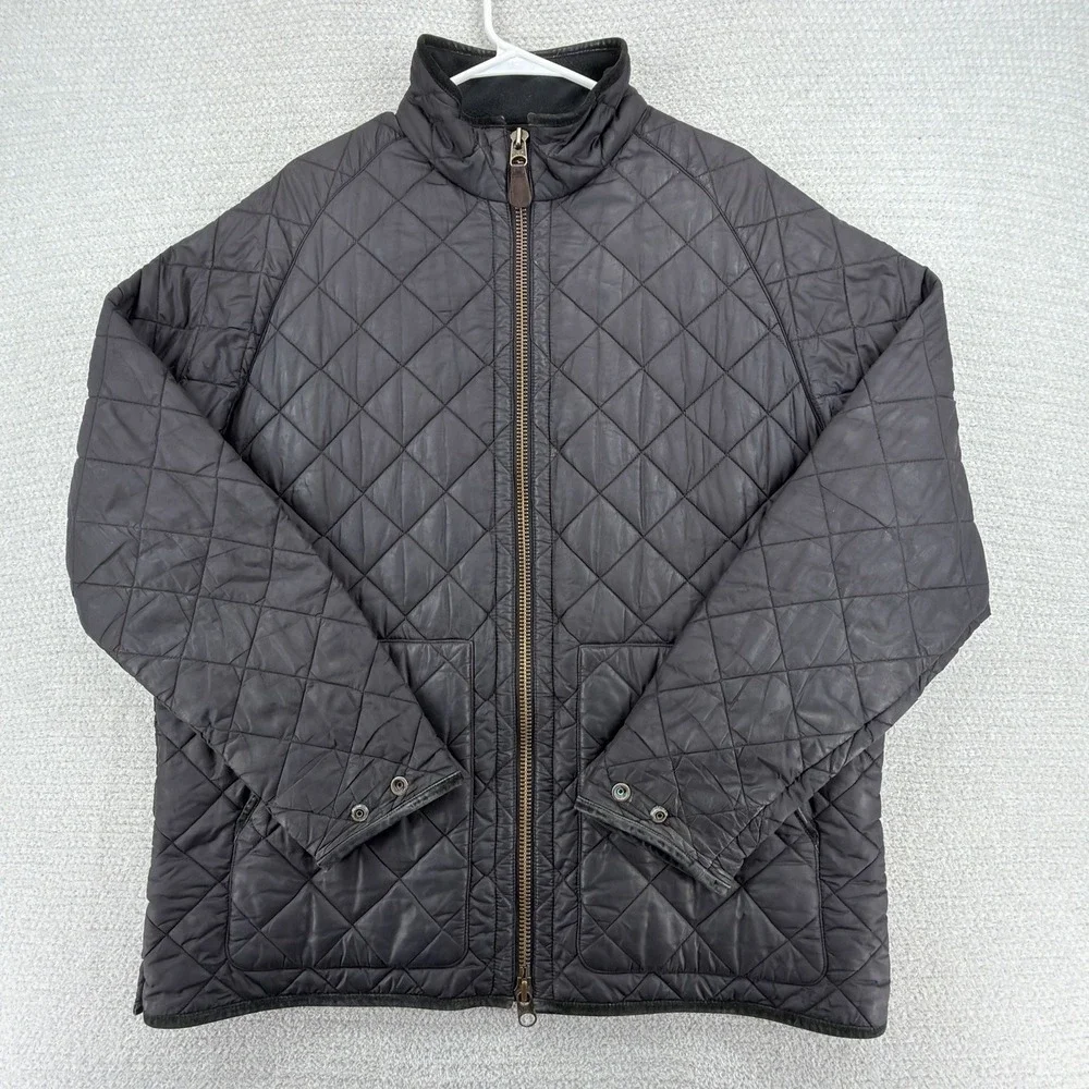 Polo Ralph Lauren Jacket Mens XL Black Quilted Full Zip Fleece Lined Distressed